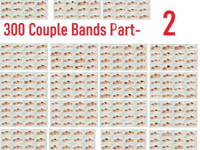 300 Couple Band Ring 3dm stl render detail Part-2  3D Model Pack