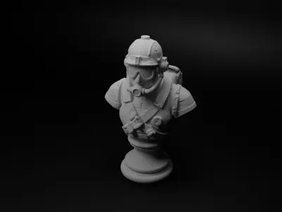Combat Diver Bust Chess 3D print model