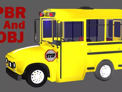 Cartoon School Bus Low-Poly 3D Model Low-poly 3D model