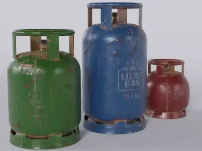 Industrial Gas Cylinders Free low-poly 3D model