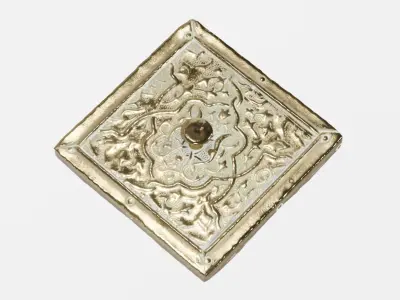 Brass Tea Box Engraved photogrammetry scan PBR 4K textures Low-poly 3D model