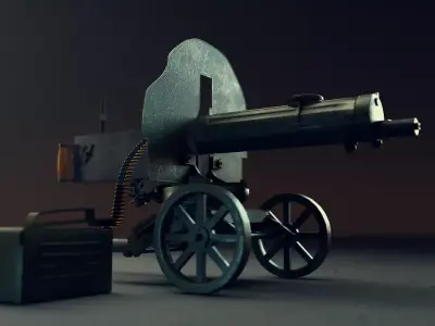 maxim gun Low-poly 3D model