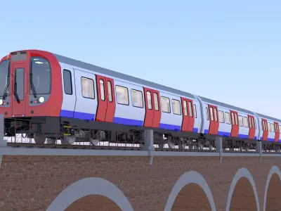 Viaduct with metro and local train 3D Model Pack