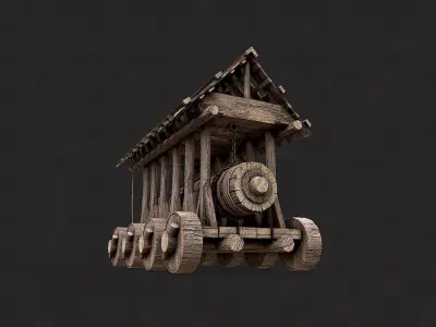 Medieval Siege Wooden Battering Ram 2 Low-poly 3D model