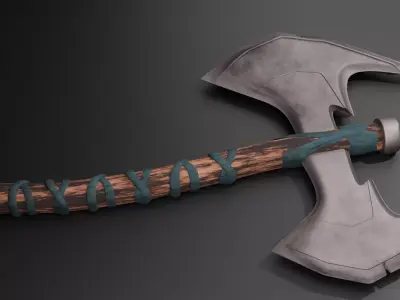 Brutal Double Bladed Axe Low-poly 3D model