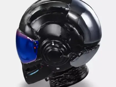 Cyber Solid VisorHelmet Low-poly 3D model