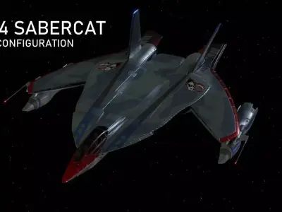 F14 Tomcat Inspired Space Fighter The SF14 Sabercat Low-poly 3D model