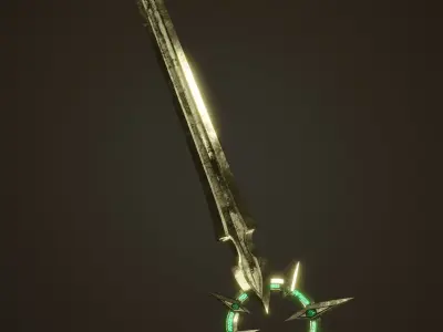 Fantasy PBR weapon game ready Low-poly 3D model