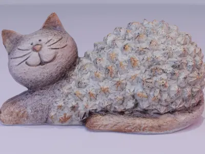 The cat statuette  Low-poly 3D model