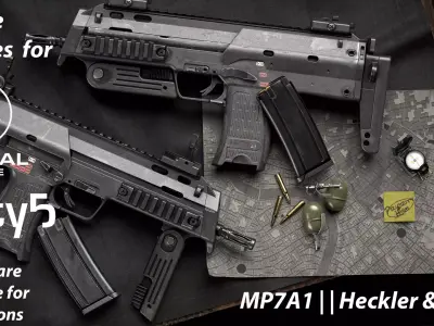 HK Weapon Pack MP5 MP7A1 VP9 Game ready  BPR Low-poly 3D model