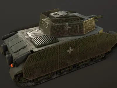 Turan II tank - PBR reworked Low-poly 3D model