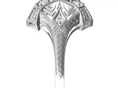 Vintage Art Deco Filigree Diamond Engagement Ring 3D print model