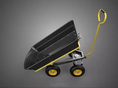 MANUAL TIPPING POLY BED GARDEN DUMP TRUCK CART STEEL FRAME WAGON 3D model