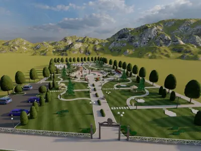 public park-Private Park Landscape 3D model 18