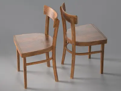 Wooden Chair Low-poly 3D model 14