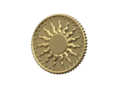 Notched sun relif coin 3D print model