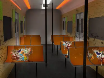 Subway Train Interior Low-poly 3D model