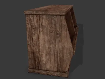 Wooden Storage Bin Low-poly 3D model