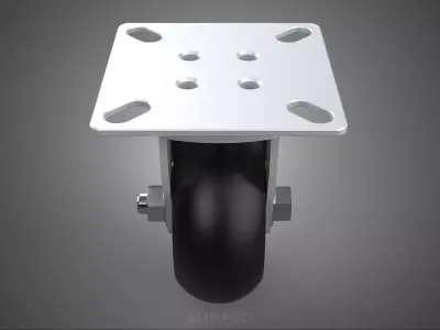 HEAVY DUTY BRACKET FIXED RIGID CASTER CASTOR ROLLER WHEEL TIRE 3D model