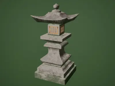Japanese Stone lanterns Low-poly 3D model