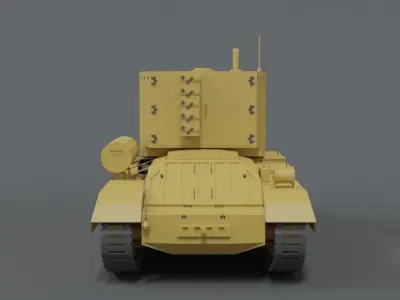 Low Poly Cartoon Bishop Tank Low-poly 3D model
