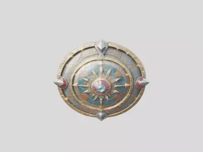 Ancient Shield with Engravings 3D Model Low-poly 3D model