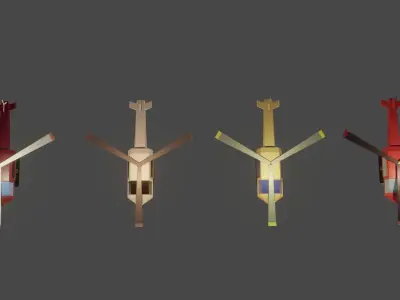 low poly passenger  helicopter door can open  Free low-poly 3D model