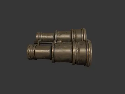 Old Binoculars - Vintage Binoculars - Brass - Binoculars  Low-poly 3D model