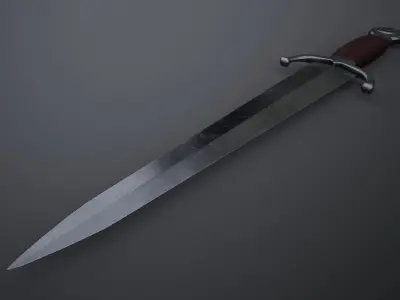 Cinquedea Dagger Low-poly 3D model