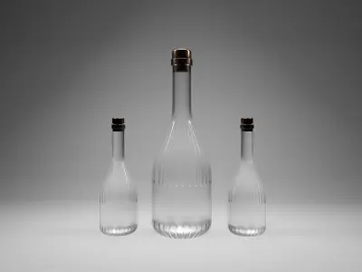 Bottle three bottles Free low-poly 3D model