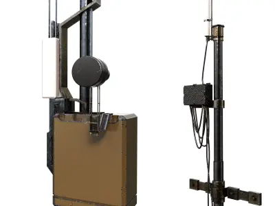 Military antenna Low-poly 3D model