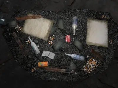 Garbage pile of papers on rock Low-poly 3D model