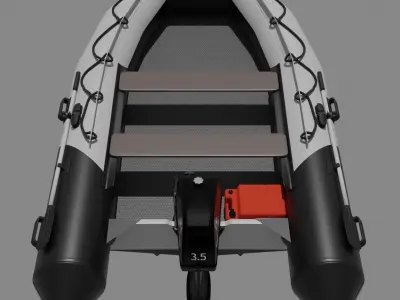 Rubber boat with outboard motor 3D model