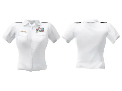 Women Summer White Navy Officer Military Uniform Outfit Low-poly 3D model