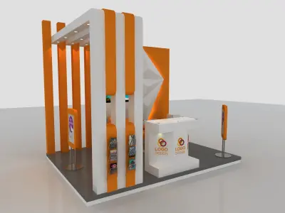 Exhabition orange and exhibition stand 3D model