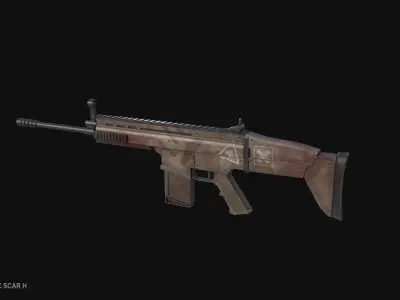 Post apocalyptic SCAR H Low-poly 3D model