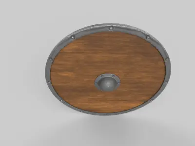 Shield wooden Low-poly 3D model