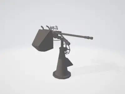 GERMAN AA GUN SINGLE WW2 Low-poly 3D model
