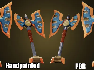 Stylized Handpainted PBR Axes Free low-poly 3D model