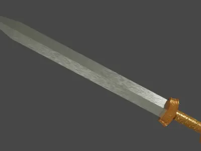 Spatha sword with Langsax handle Low-poly 3D model