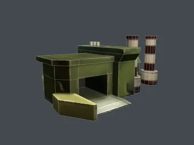 Military building MOBILE game asset Low-poly 3D model
