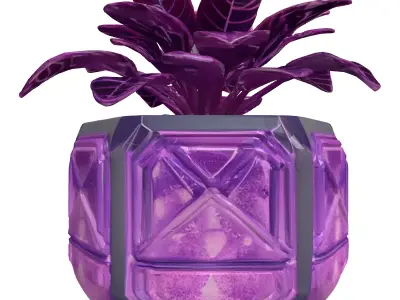 Futuristic Glowing Plant with Geometric Pot 3D model