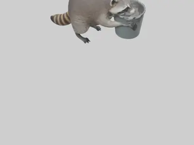 Raccoon scavenging model Low-poly 3D model