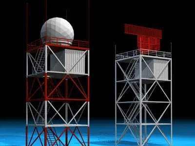 Airport radar towers 3D model