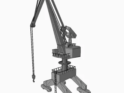 Port gantry crane 2 low poly Low-poly 3D model
