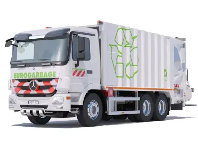 Mercedes Actros Garbage Truck with mechanisms 3D model