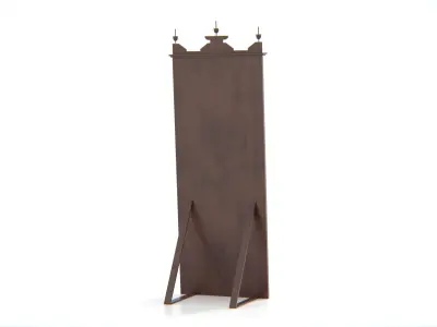 Antique Wooden Standing Mirror Low-poly 3D model