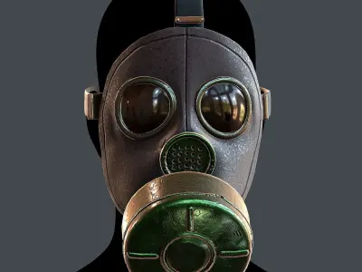 Gas mask helmet 3d model scifi Low-poly  Low-poly 3D model 9