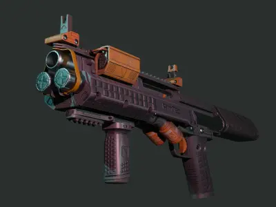 Cyberpunk Style Pump Shotgun Low-poly 3D model