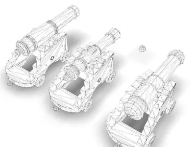 Naval Cannons Low-poly 3D model